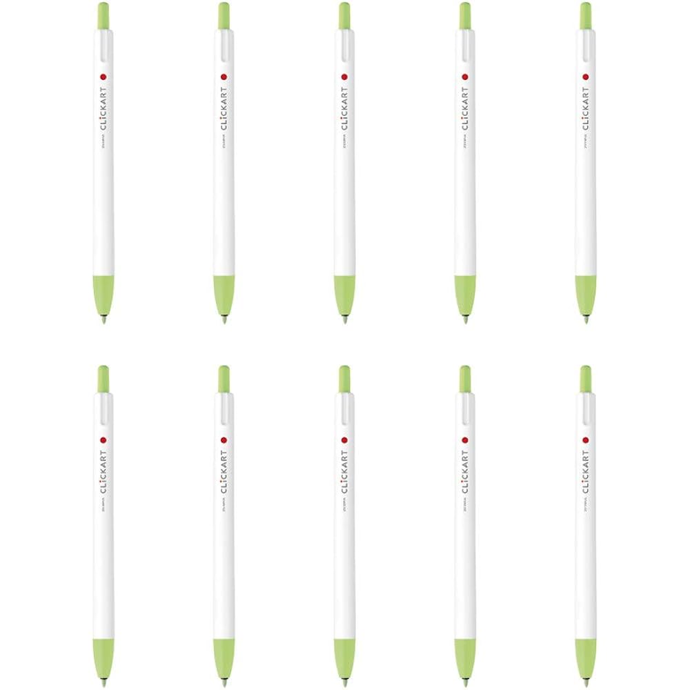 Zebra Water-based Pen Clicker Leaf Green 10pcs B-WYSS22-LEG