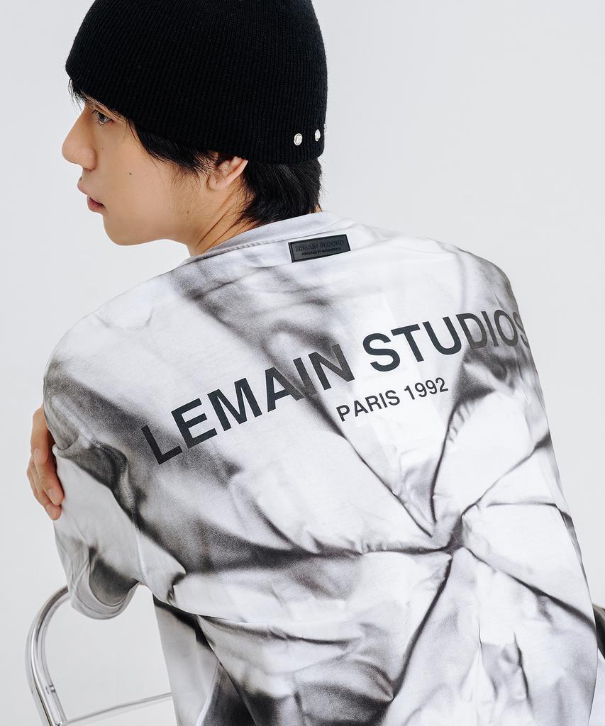 LEMAIN SECOND Tie-Dye Water Print Oversized Short Sleeve T-Shirt [Ivory]