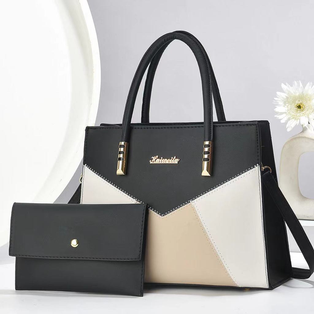 Pu Large Capacity Shoulder Bag With Color Block Splicing For Daily Use