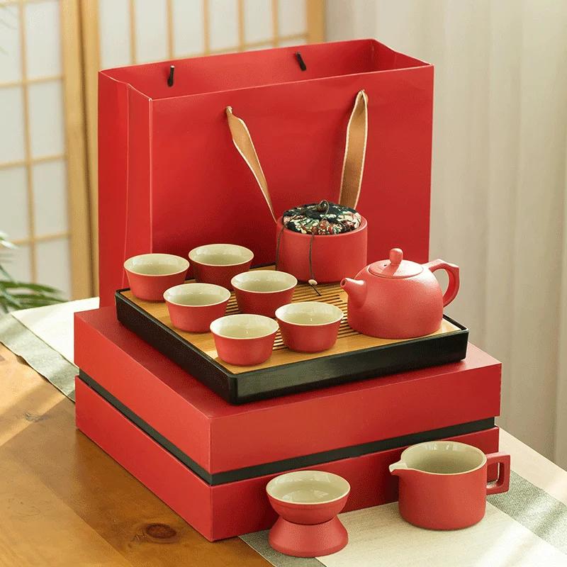 Keramiskt Kung Fu Te-set Japanskt Bärbart Rese-te-set Hemmakontor En Tekanna Sex Koppar Te-set Te-ceremoni Pu'er Grönt Te Tekanna