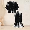 Women Plus Size Red Black Printed Round Neck Batwing Sleeve Ruffle Hem Top Fishtail Skirt Two Piece Set