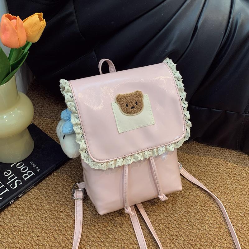 Schoolbag Cute Girls Backpack Women's 1011 Summer New Fashion Commuter Class School Bag Large Capacity Bear Backpack