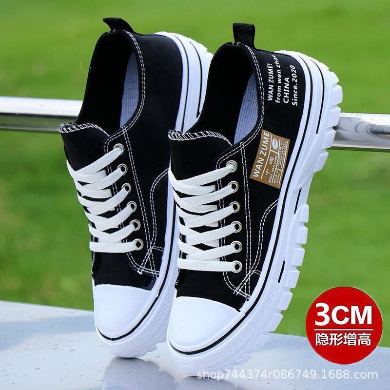 Canvas Spring and Autumn Breathable Casual Shoes Thick Baseplate Shoes Heightened and Comfortable