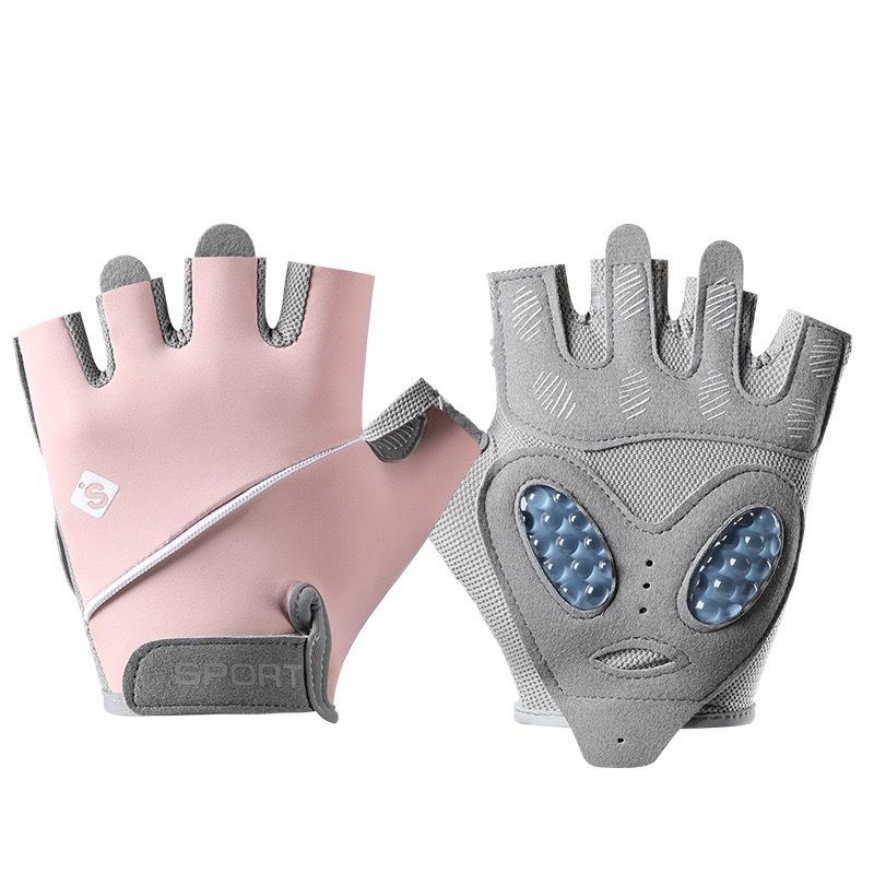 Fitness gloves men's and women's outdoor breathable ice silk non-slip and wear-resistant liquid silicone protective hiking half-finger cycling gloves