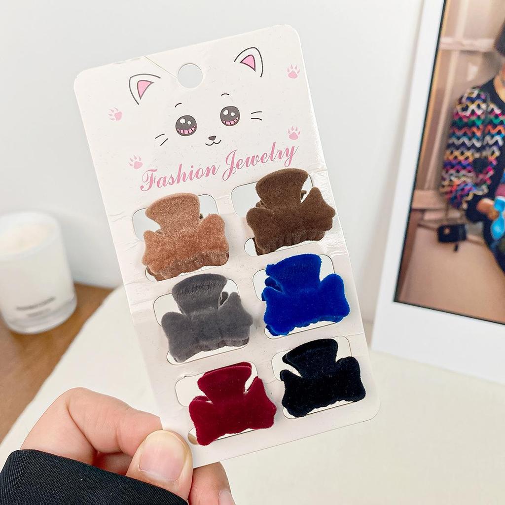 6-Piece Retro Flocked Mini Butterfly Hair Clips Set