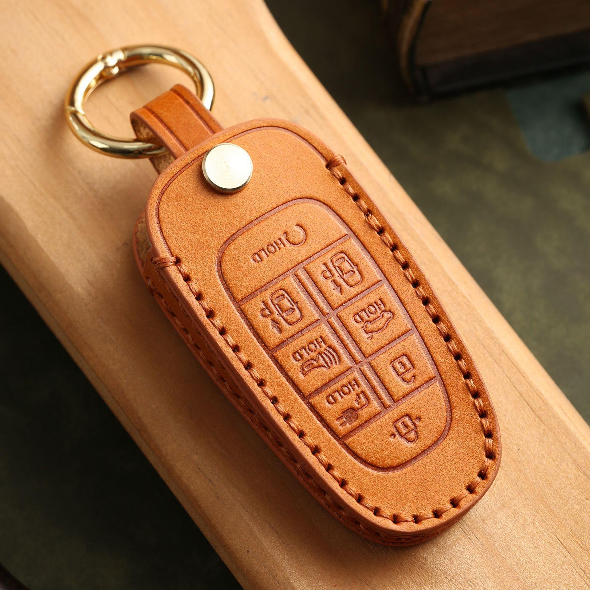 

Индивидуализированный корейский чехол для ключа от машины подходит для современного чехла для ключа от машины ручной работы из натуральной кожи Amazon из коровьей кожи оранжевый