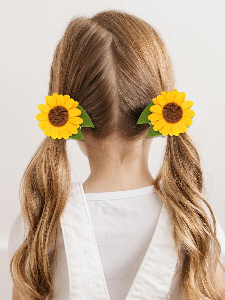 Sunflower Hair Clip for Girls Solid Polyester Hairpins Korean DIY Fashion Hairwear Handmade Hairgrips Children Hair Accessories
