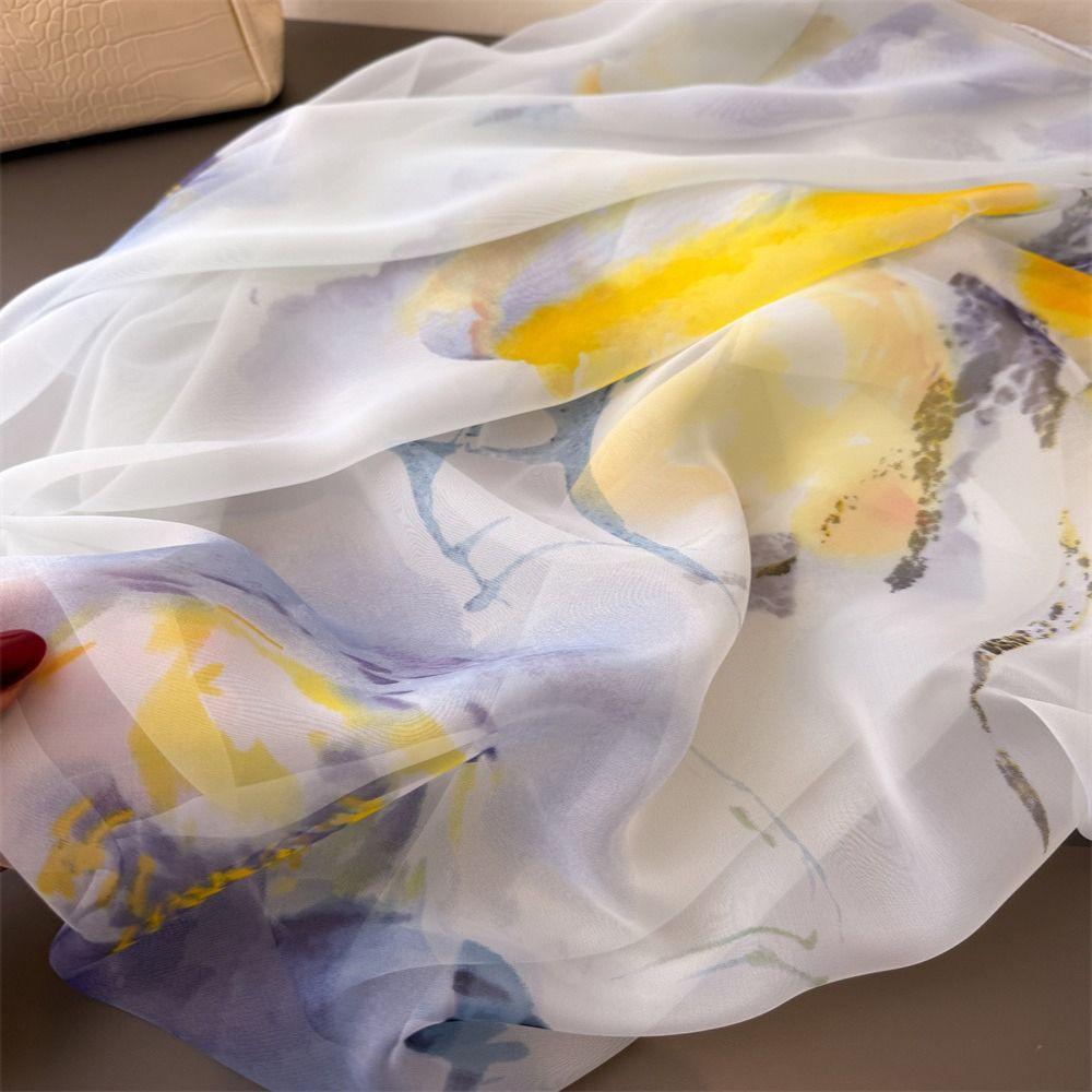 185*120cm Tourism Long Shawl Polyester Women's Satin Hijab Fashion Women Thin Scarf  Beach