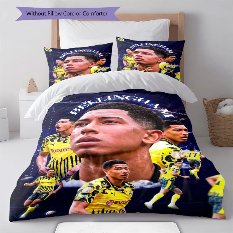 Borussia Dortmund Bellingham Collage Giocatore Set Biancheria da Letto Bundesliga Calcio Copripiumino Tifoso di Calcio Camera da Letto Arredamento Casa Biancheria da Letto