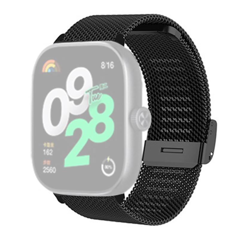 

For Xiaomi Redmi Watch 4 Mesh Watch Strap Alloy Connector Stainless Steel Watchband Black