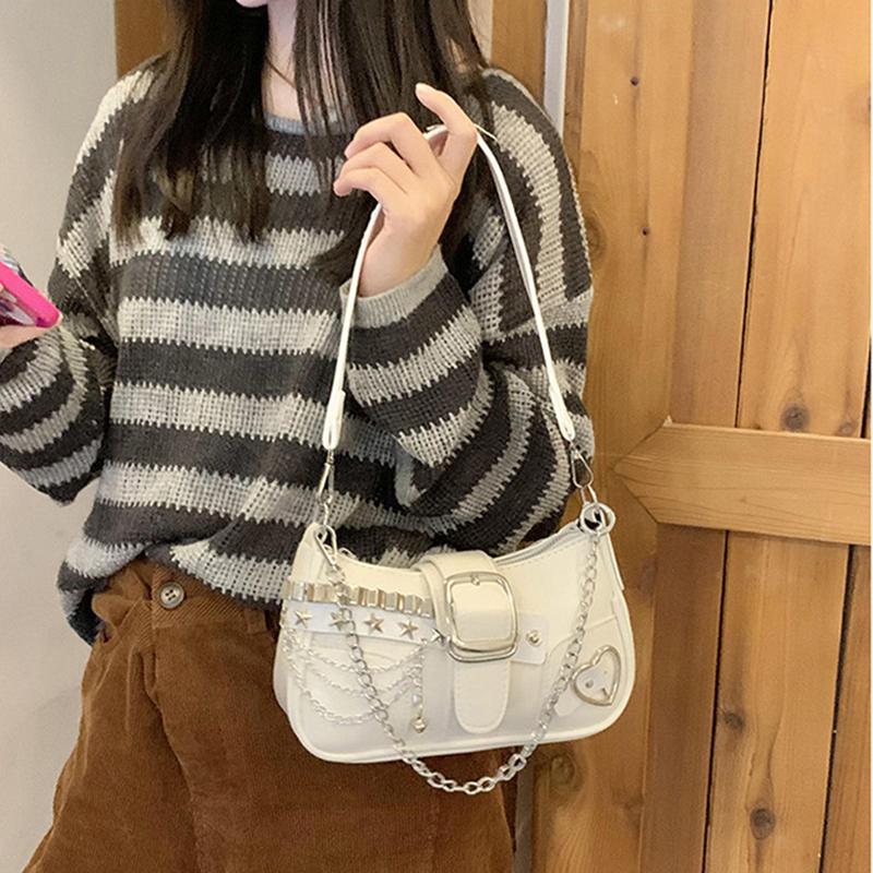 Yogodlns Nuova Borsa a Spalla di Nicchia con Texture Amore Catena a Farfalla Sottospalla Borsa a Spalla Diagonale da Moto per Ragazza Piccante per Donna