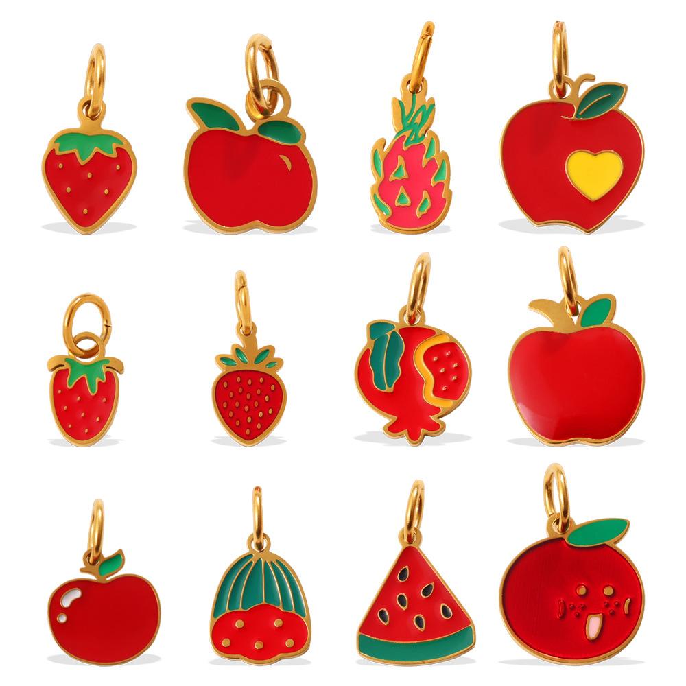 2026 Creative Simple and Versatile New Small Fresh Pendant Colored Dripping Strawberry Apple Cute Pendant Female