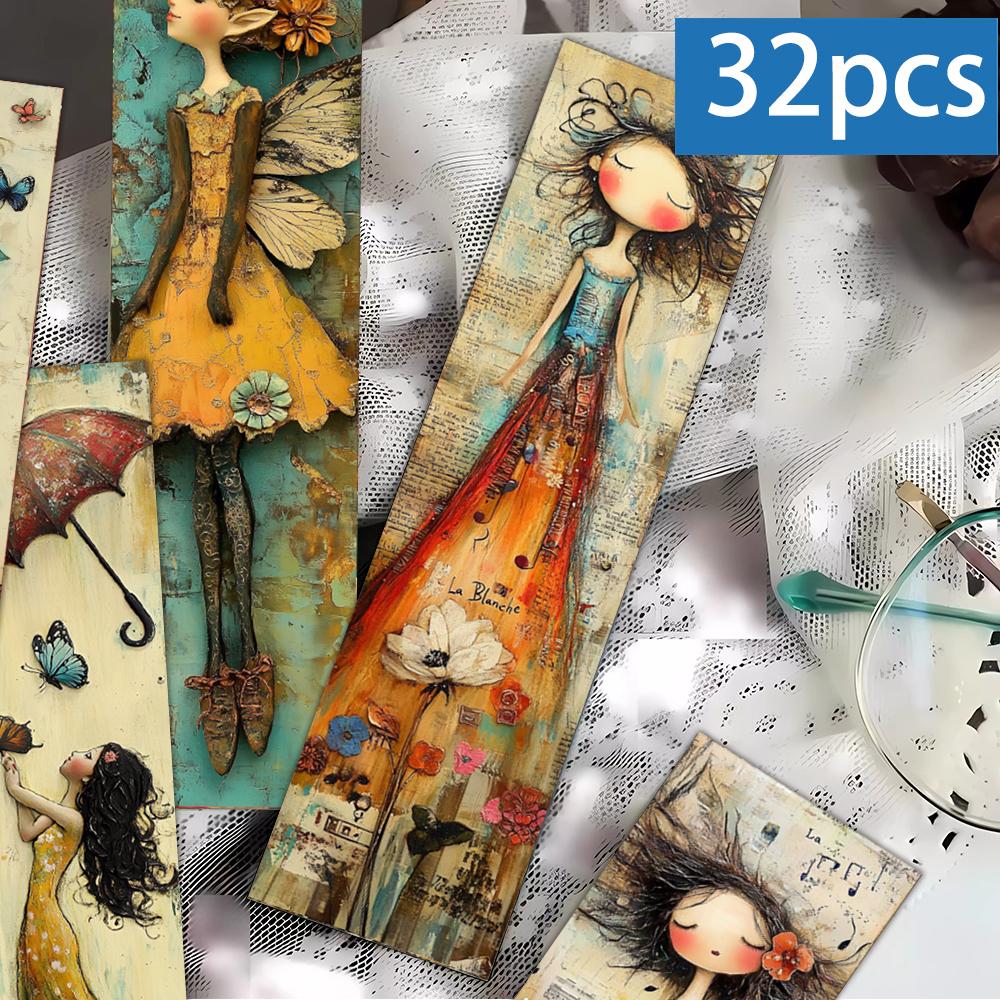 32pcs, Girls' Series Bookmarks, Back to School Season, Christmas, Halloween, Suitable for Teachers, Readers, and Birthday Gifts