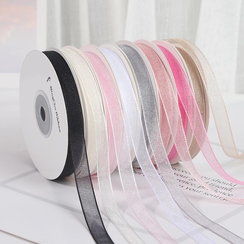 Seersucker Ribbon Lace with Snow Yarn for Bouquets and Packaging