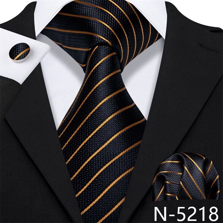 Barry.Wang Ties for Men Necktie Hankerchief Cufflinks Set Burgundy Striped Jacquard Wedding