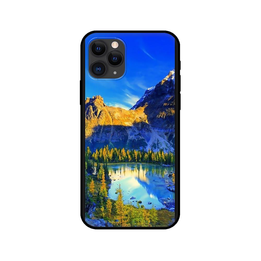 Black tpu case for iphone 5 5s se 2020 6 6s 7 8 plus x 10 XR XS 11 12 mini pro MAX back cover Winter Snow Mountain Scene