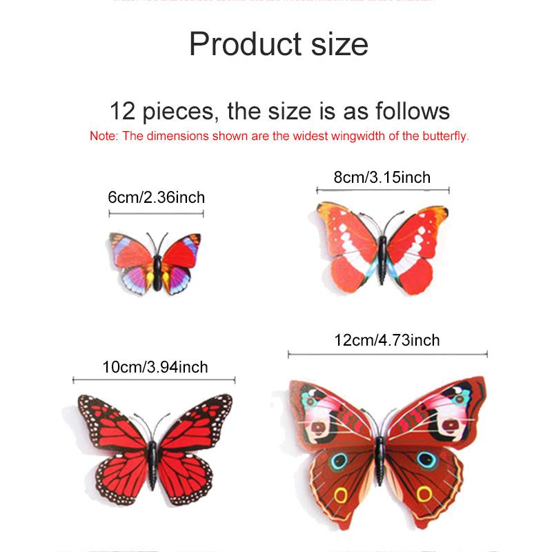 1/2/4set Butterfly Wall Stickers 3D Fridge Decals Wallpaper Household Living Room Butterflies for Wedding Party Decoration TMZ