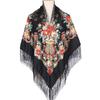 130*130cm Women Luxury Floral Print Square Scarves Russian National Fringed Shawl Traditional Ukrainian Babushka Head Wraps