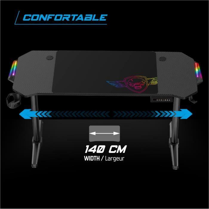 Bureau Gaming - Spirit Of Gamer - 140 cm - Électrique - RGB - Tapis de Souris XXL Inclus