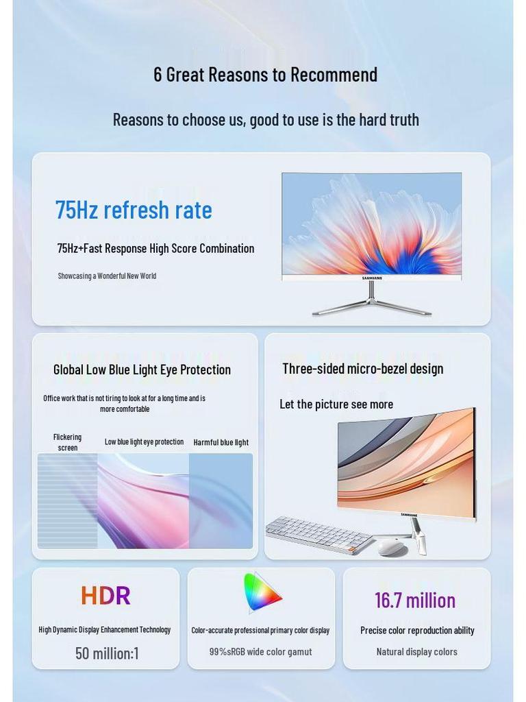 High-Definition Gaming Monitors: 27” Flat, 24” 144Hz, 32” Curved 2K
