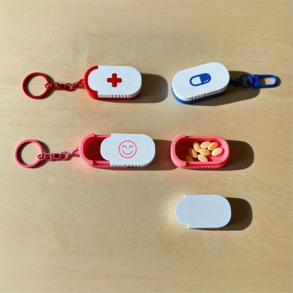 Practical New 3D Printed Pocket Mini Sliding Medicine Box for Easy Carrying Filling and Going Out Portable Capsule Keychain Tool