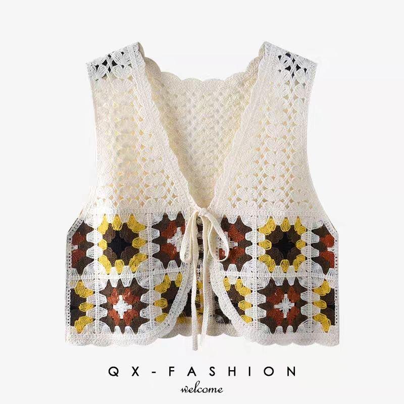 Sleeveless Crochet Lace Knit Cardigan: Fashionable Loose Bolero Vest