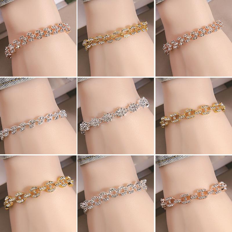 Personalized Geometric Diamond Bracelet Fashion Roman Style Full Diamond Bracelet Everything Temperament Bracelet