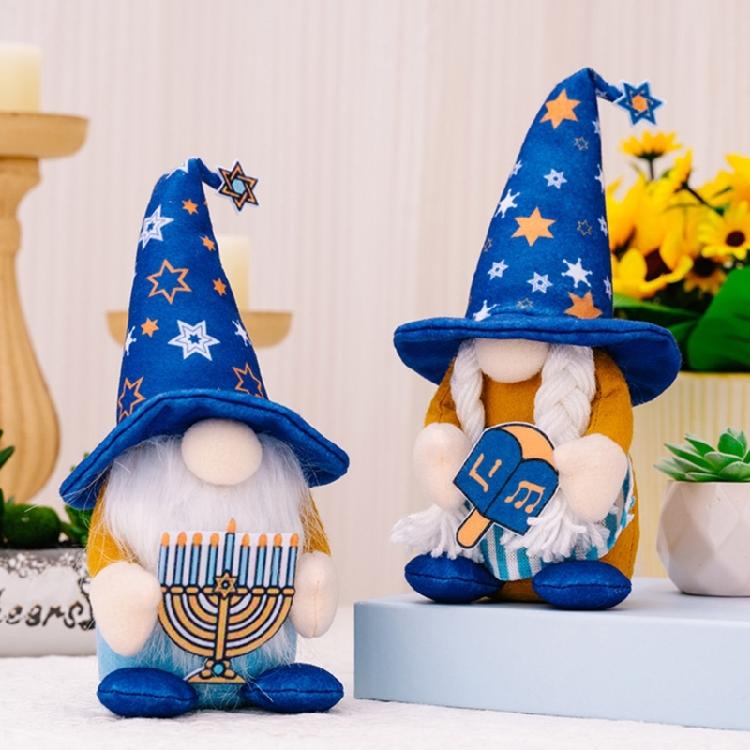 Festival Hanukkah Gnome Dolls Handmade Plush Table Decorations for Jewish Holiday Celebration Festival Shelf Display