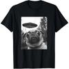 Retro Pug UFO Fun Pattern T-shirt, Humorous Street Style Short Sleeve Women Clothing Fashion Graphic T Shirts Summer Streetwear