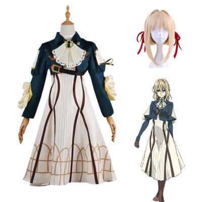 Anime Violet Evergarden Cosplay Paruka Pokrývka hlavy Kostým s rukavicemi pro ženy Kostýmy Halloween Vánoční večírek