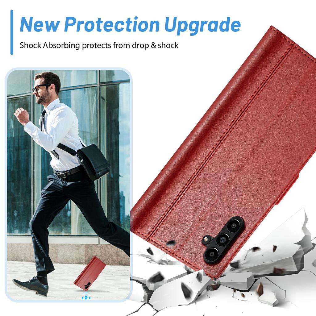 LC.IMEEKE For Samsung Galaxy A55 5G Case Magnetic PU Leather Cover with Hardware Logo