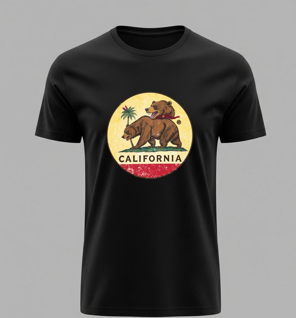 Kalifornien Bär mit zwei Köpfen T-Shirt Retro Vintage Emblem Grafik T-Shirt