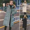 Giacca invernale da donna in cotone con cappuccio in pelliccia, maniche lunghe, tasche, ritenzione del calore, lunghezza al ginocchio, cerniera, cappotto imbottito, tinta unita, antivento, parka