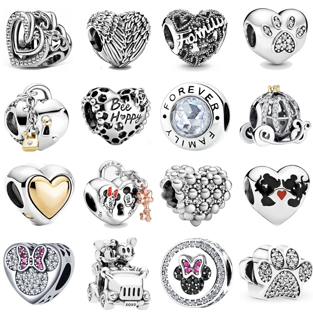 

925 Стерлинговое Серебро Сердце Круглый Кошачий Коготь Герой Мультяшные Бусины Подвески Подходят Оригинальный Фасион Шарм Браслет Для Женщин Украшения Своими Руками