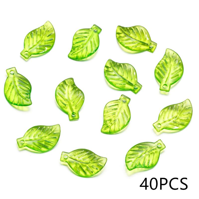 10-100Pcs Green Acrylic Leaf Charms Leaves Beads Pendants For Diy Necklace Bracelet Earrings Jewelry Making Handmade Crafts