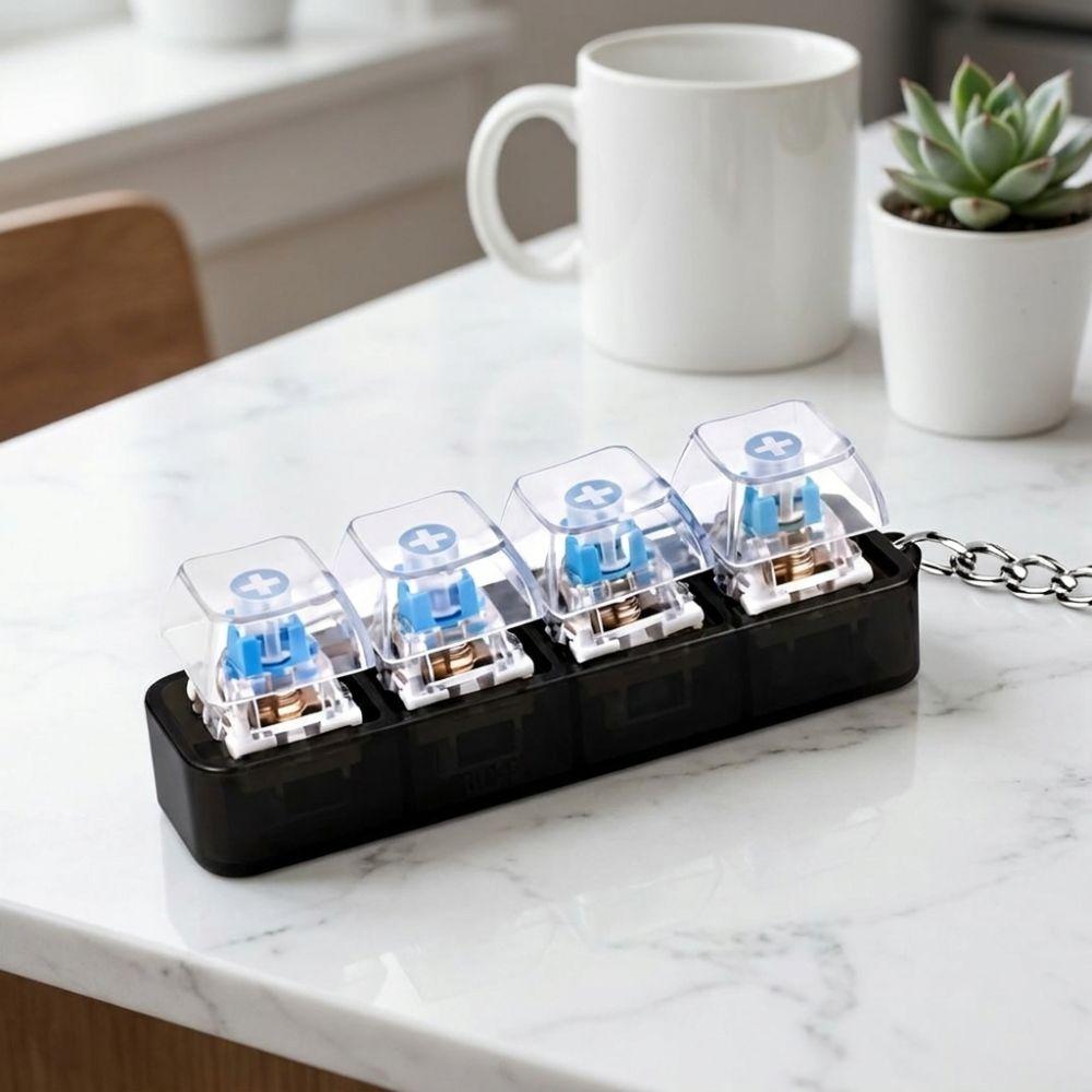 Transparent Mechanical Switch Keyboard 4 Keys Keyboard Fidget Clicker  Backpack Charm