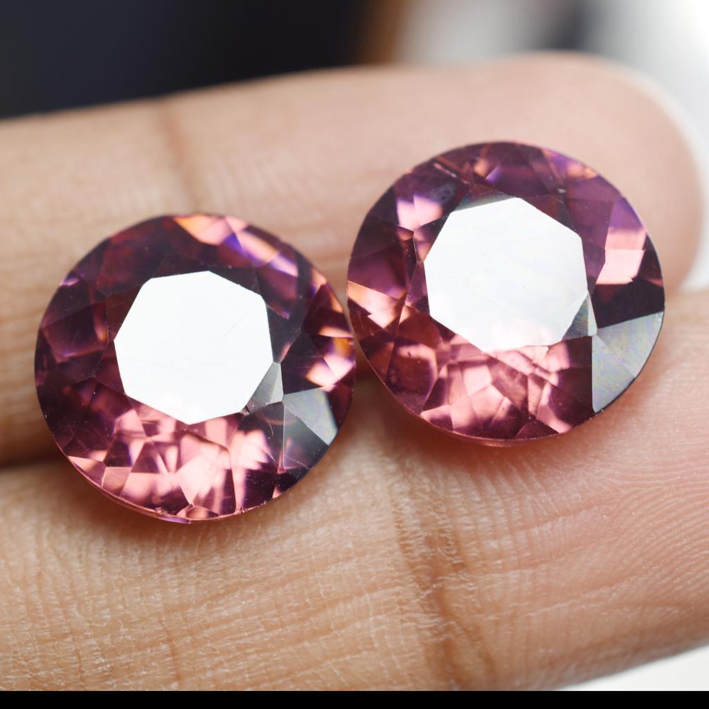 Natural Sapphire Loose Gemstone 15.45 Ct Pair Round Cut Padparadscha September Birthday Birthstone