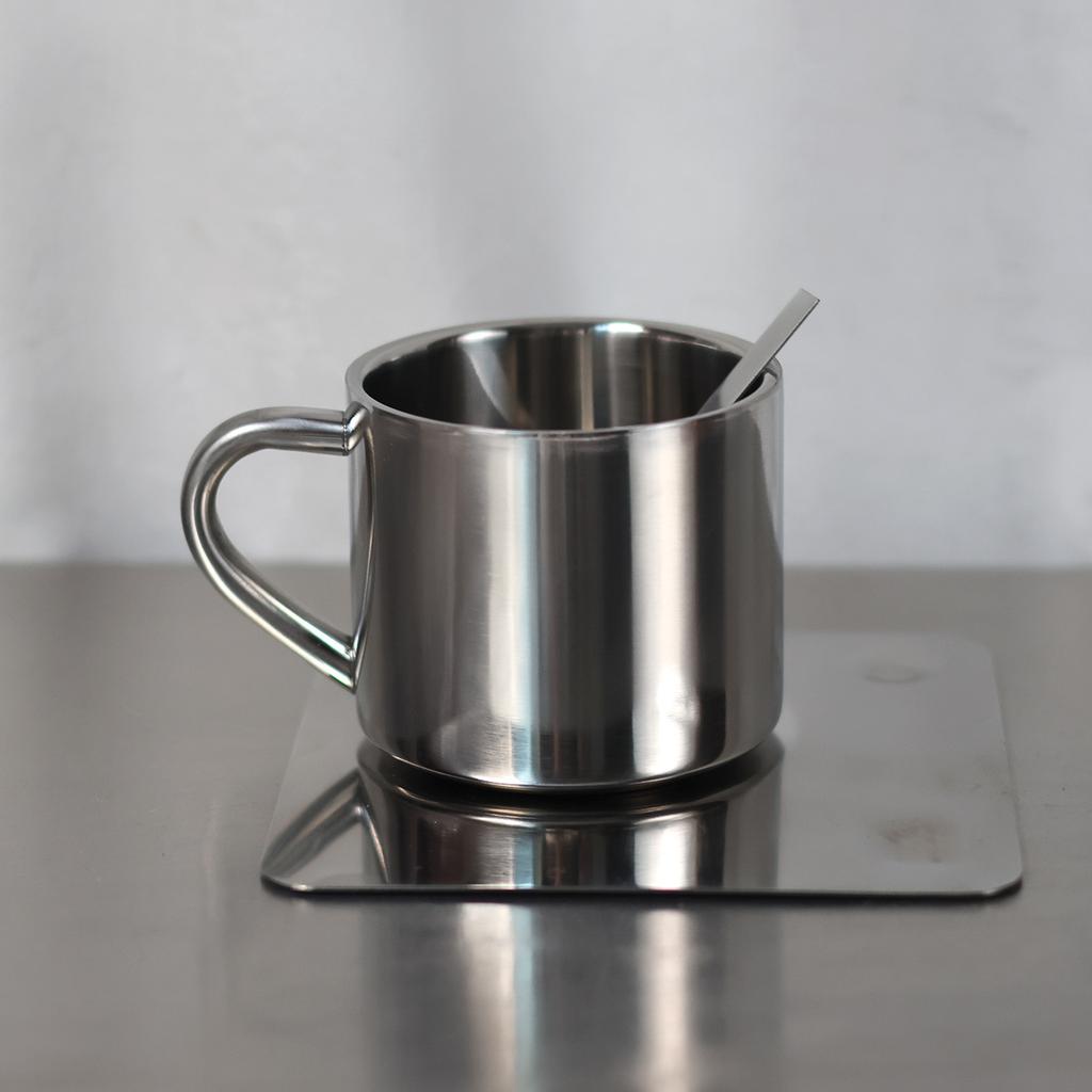 Minimalist Nordic Mug 3pcs Set Stainless Steel Coffee Mug Heat Resistant Milk Cup with Saur Spoon Plamat Tableware Set