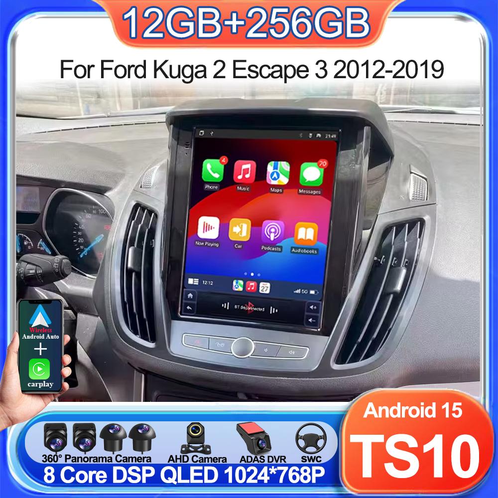 pdzh2 9.7 inch Car Android Auto For Ford KUGA C-max Escape 2013 - 2015 Multimedia Player Stereo GPS Navigation Head Unit Touch Screen