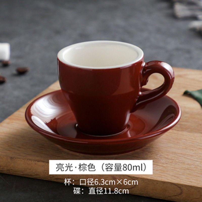 Thickened Ceramic Coffee Cup Set 80ML Italian Espresso Cup Plate Small Cup Colorful with Plate Spoon Drinkware
