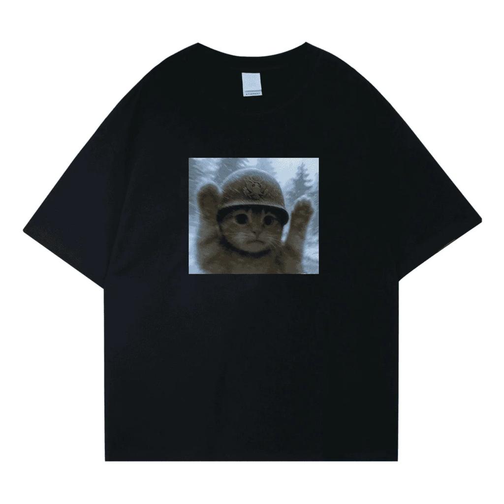 New Century Cat Grafik T-Shirt 2025 High Street Sommer Unisex Streetwear Rundhals Lässige Kurze Ärmel Damenbekleidung