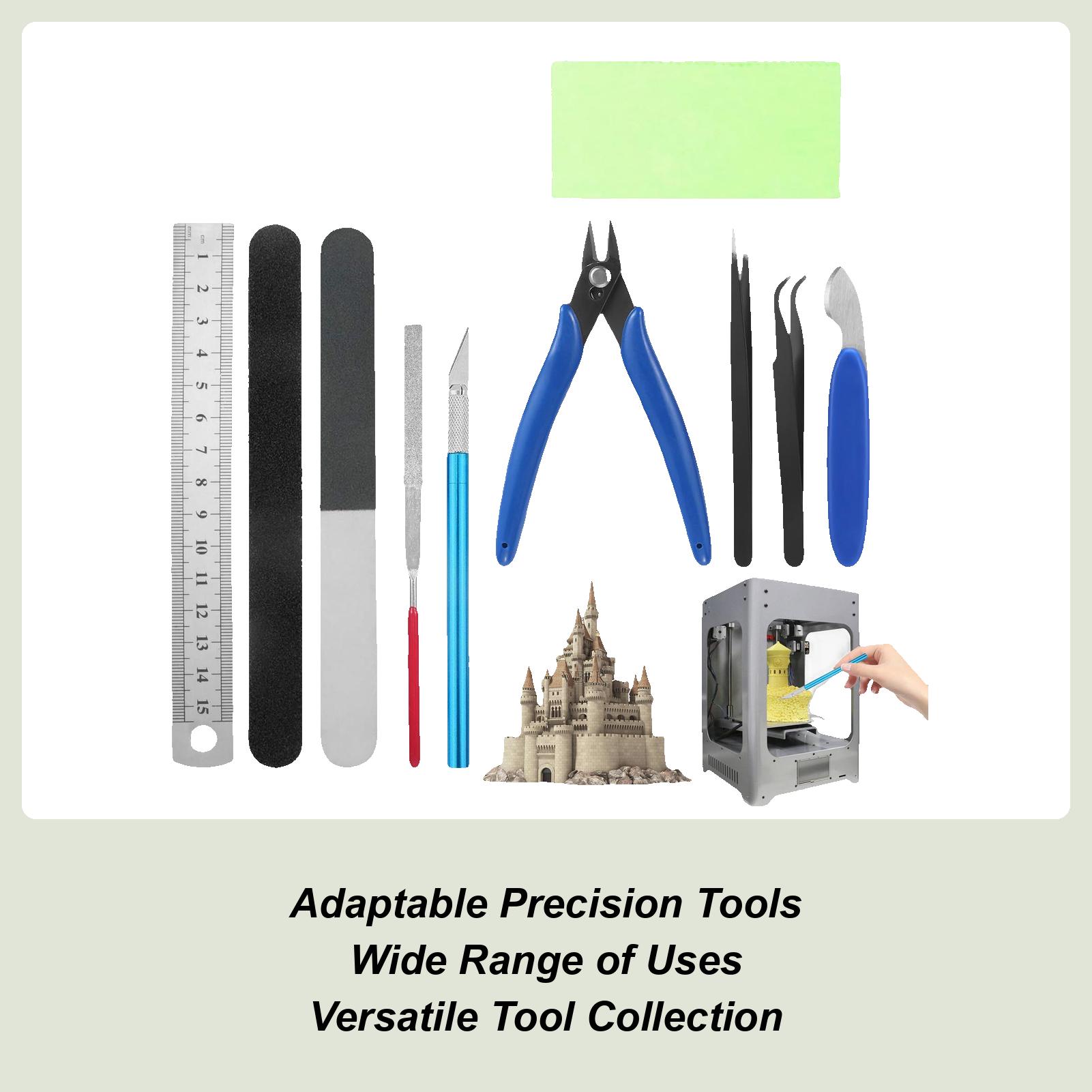 

Multiple models 3D Printer Tool Kit Trimming Knife Scraper Cleaning Needle Tweezers Pliers Deburring Kit DIY 3D Printing Tools China Mainland