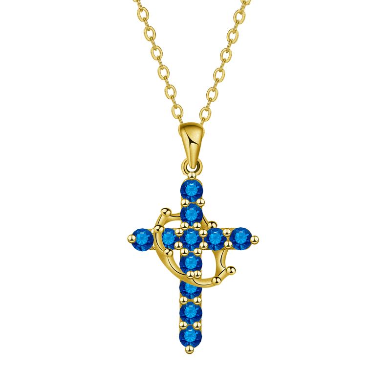 Colorful Zircon Rotatable Crown Cross Necklace for Women Stainless Steel Rotating Crown Cross Choker Birthday Party Jewelry Gift
