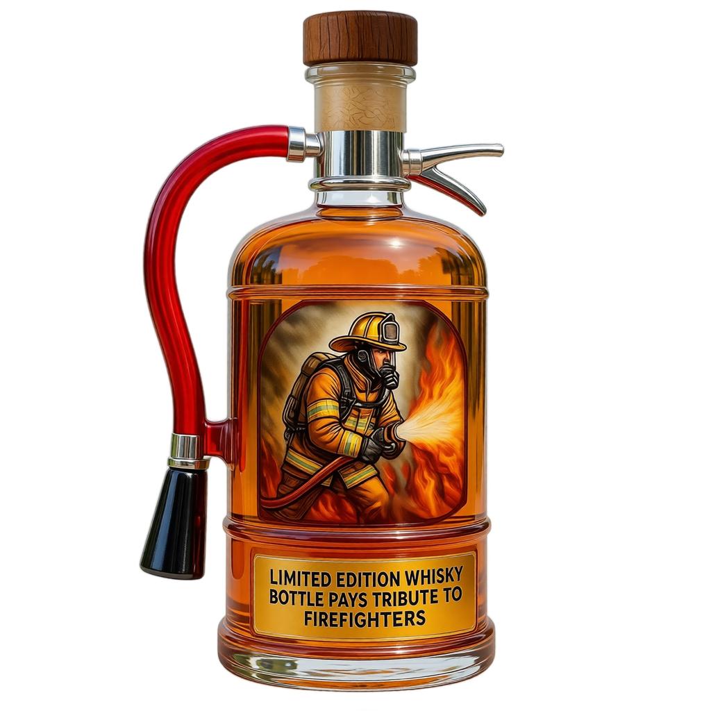 Limited Edition Whisky Bottle Fire Extinguisher Design Glass Decanter Tribute To Firefighters Collectible Alcohol Container