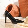 Comemore Pointed High Heels Shoes for Women Professional Black Work Shoes Patent Leather 9cm Thick Heeled Female Dress Pumps