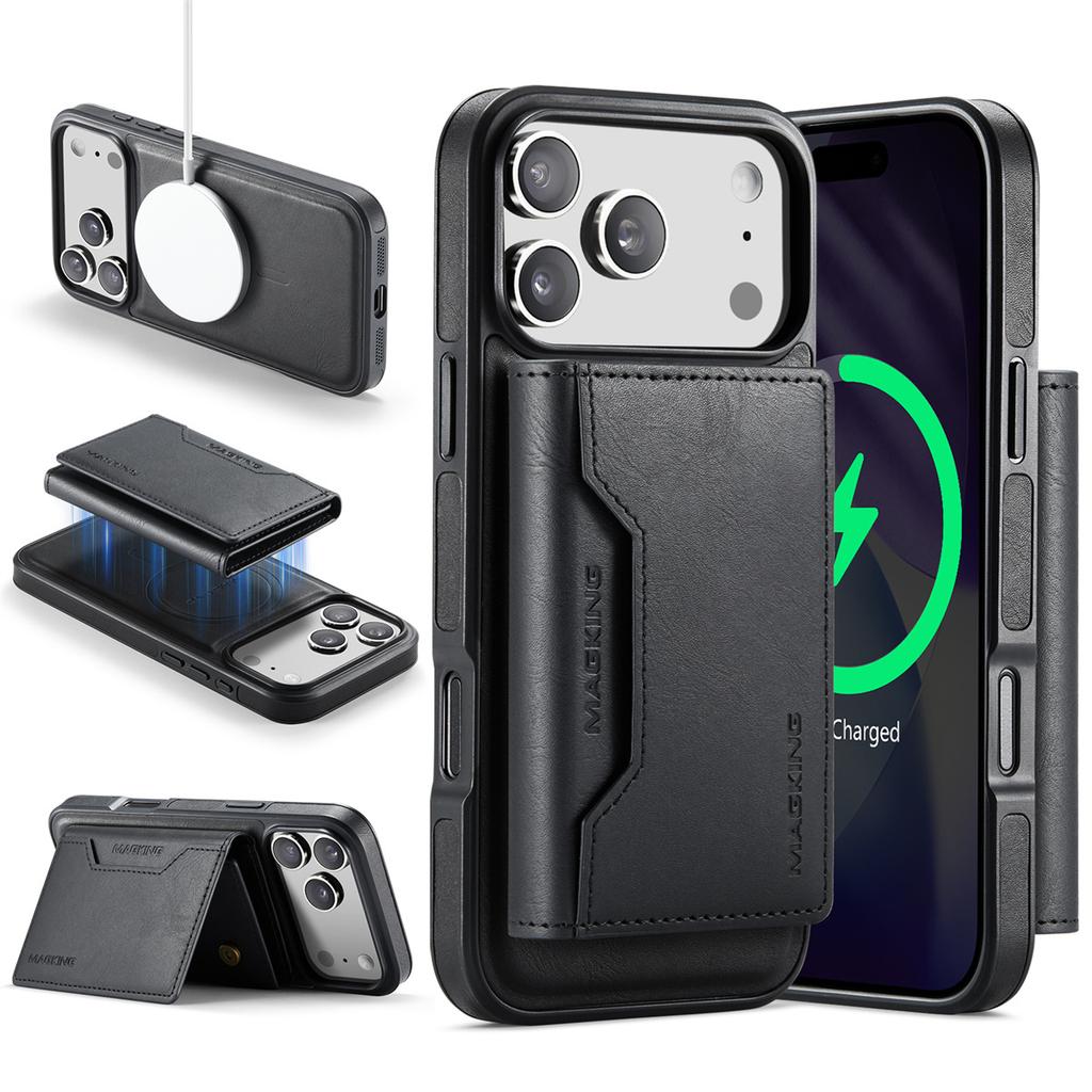 Detachable RFID Leather Phone Case for IPhone 17 Pro Max 16 Plus 15 14 13 12 Magnetic Cards Solt Wallet Wireless Charging Cover