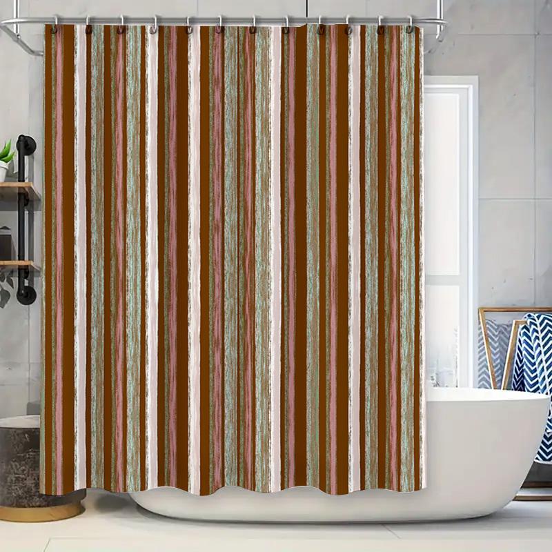 

Bathroom Shower Curtain Modern Striped Waterproof Fabric Decorative Privacy Glass Door Home Bath Tub Room Decor 51X72 Inches W60H190(CM)-1 Pcs