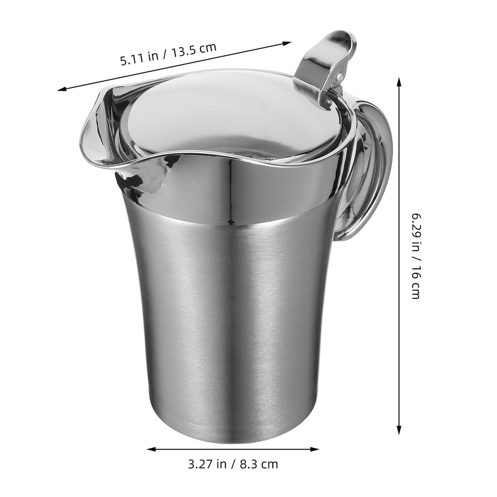 750Ml Insulated Sauce Pitcher Stainless Steel Gravy Boat Jug with Streamlined Spout for Ketchup Gravy and Dressings No Drip