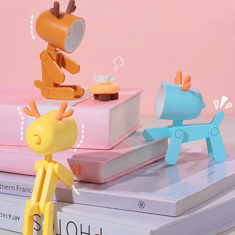 LED-Mini-Nachtlicht, niedlicher Hund, Hirsch, faltbare Schreibtischlampen, Desktop-Ornament, Buchlicht, Kinderzimmer, Nachttisch, Schlafzimmer, Dekor, Urlaubsgeschenke