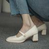 Coarse Heel Mary Jane Shoes Women's Retro 2025 New Summer Hepburn Style Medium High Heel Square Head Light Mouth Single Shoes Women's Sweet